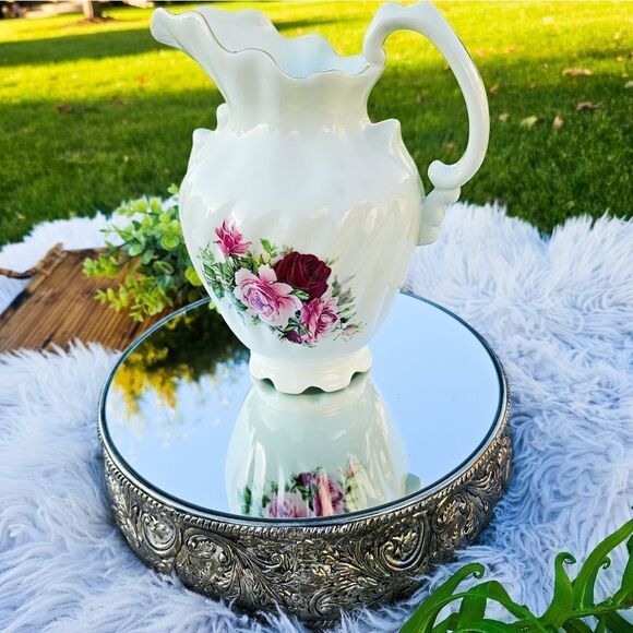 New VTG Formalities By Baum Bros Victorian Rose Detail Classic Ceramic Pitcher. - Picture 14 of 15